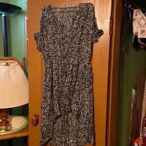 Black floral high low dress